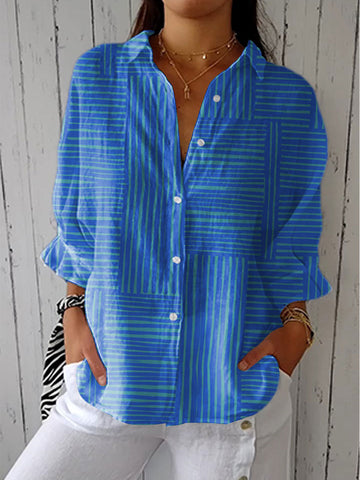 Ensley | Azure Stripe Blouse