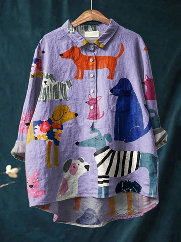 Tresha | Playful Doggie Print Blouse