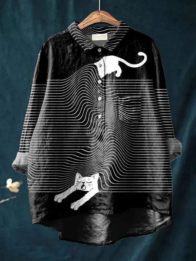 Tresha | Playful Cat Art Blouse