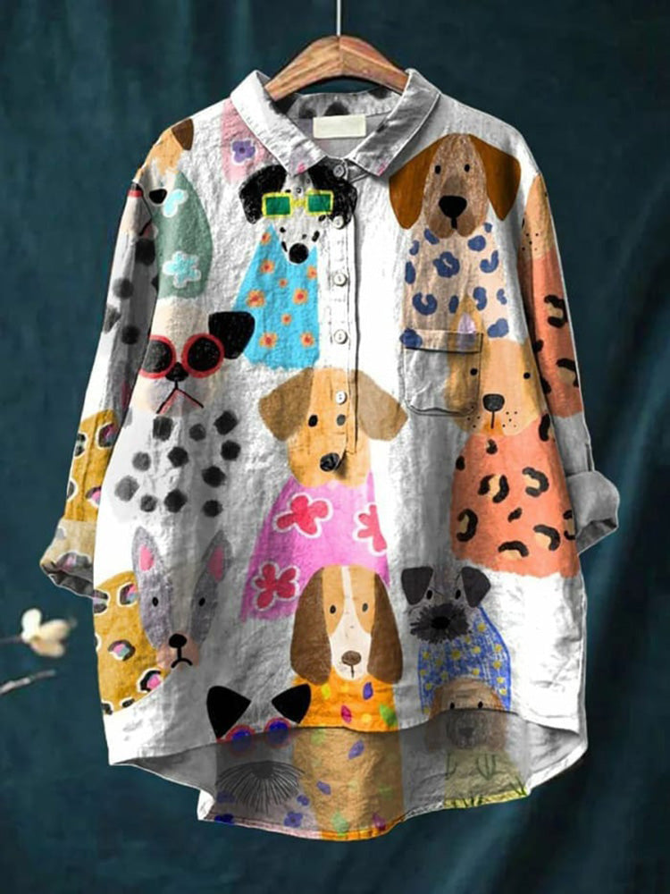 Tresha | Playful Doggie Print Blouse