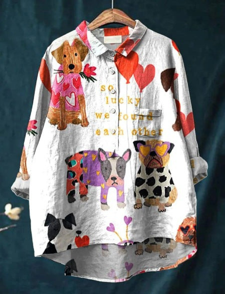 Tresha | Playful Doggie Print Blouse