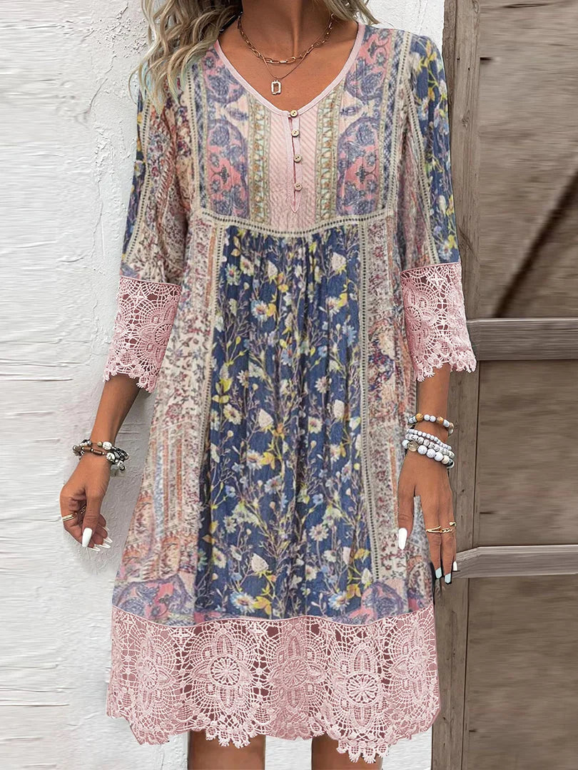 Edel Elegant Lace V-Neck Dress